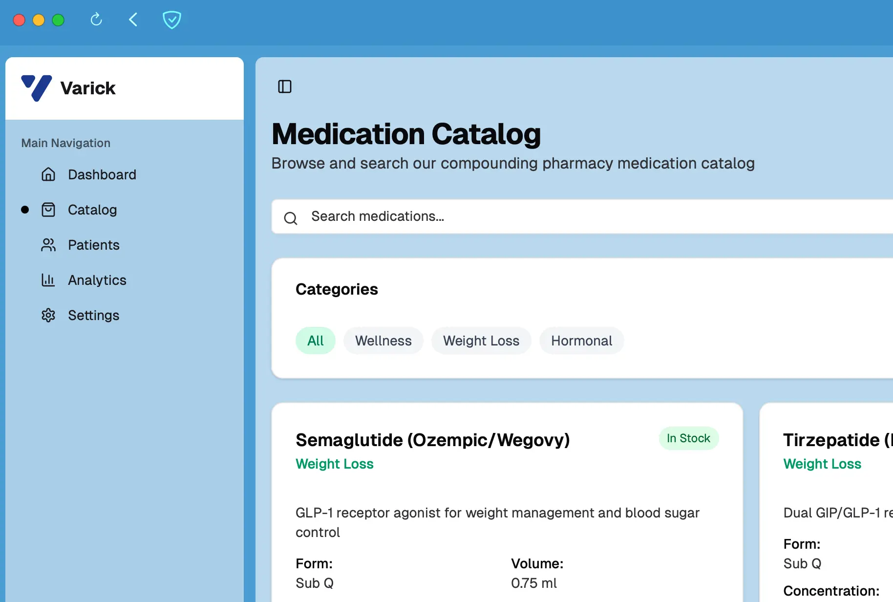 Pharmacy management dashboard screenshot